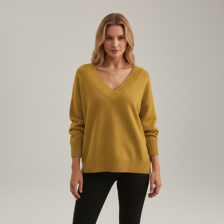 Elegante Damen Strickjacke aus reinem Kaschmir in Gelb
