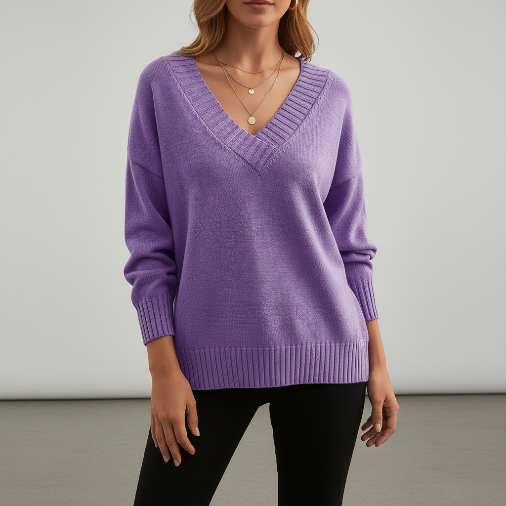 Elegante Damen Strickjacke aus reinem Kaschmir in Lila