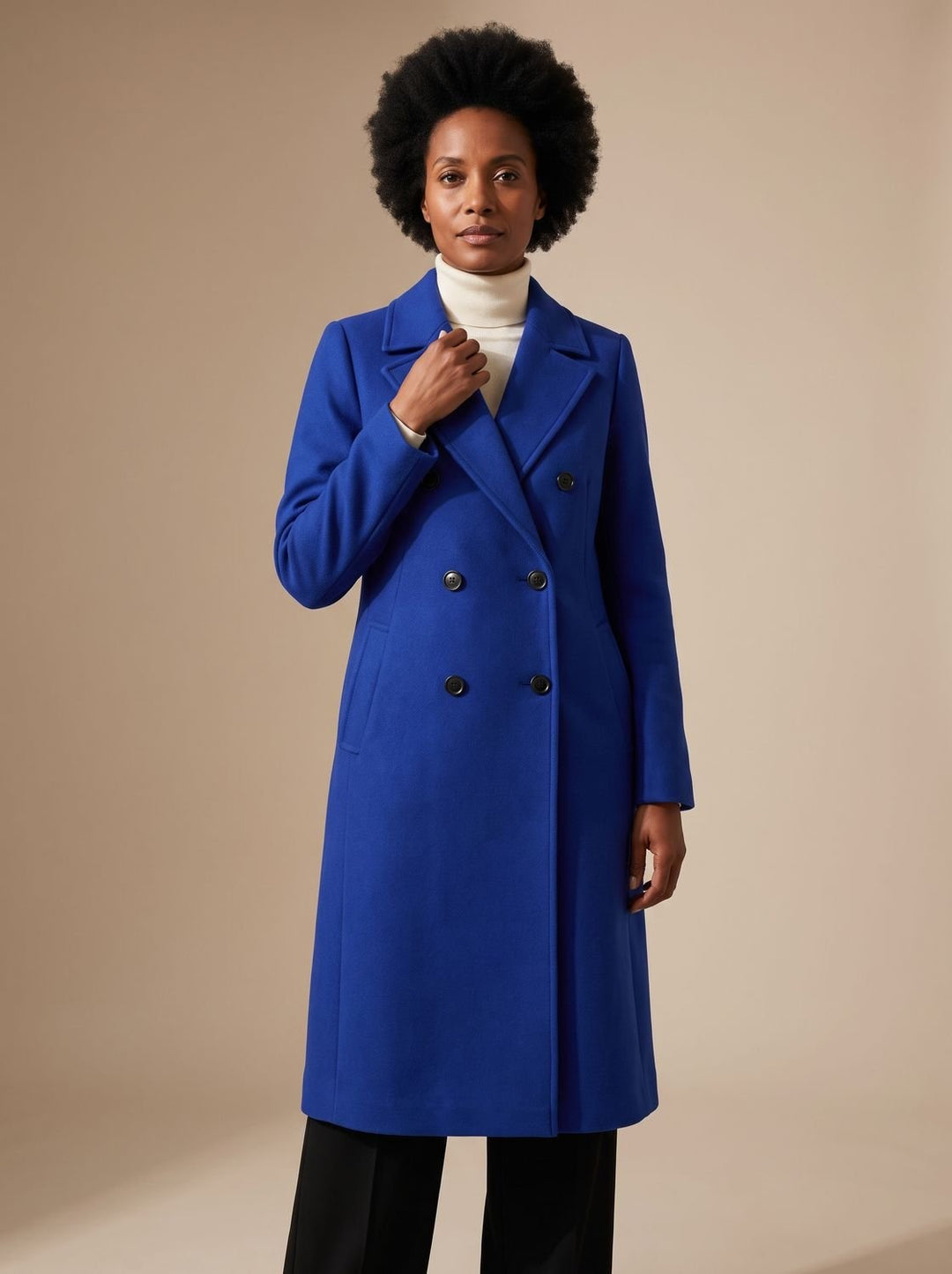 Elegante Damen Winterjacke aus Wolle Tailliert in Blau
