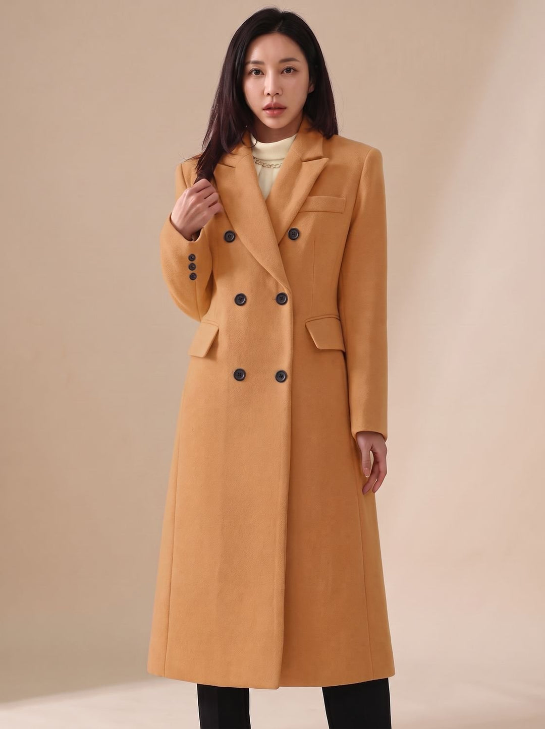Elegante Damen Winterjacke aus Wolle Tailliert in Braun