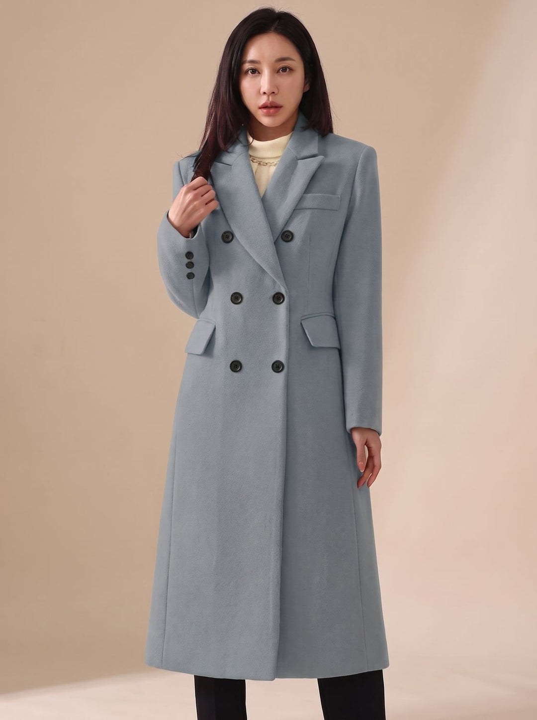 Elegante Damen Winterjacke aus Wolle Tailliert in Grau