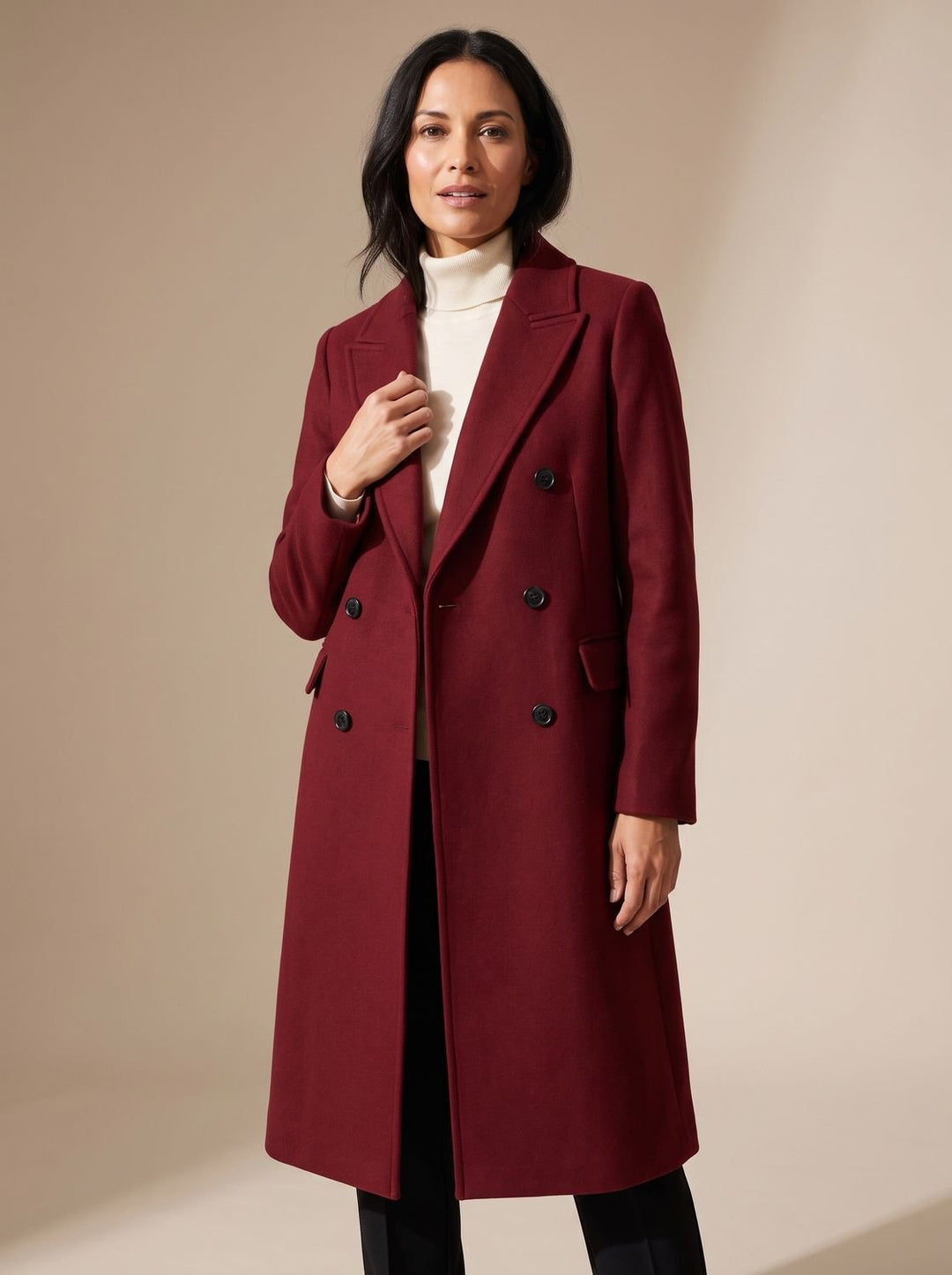 Elegante Damen Winterjacke aus Wolle Tailliert in Rot