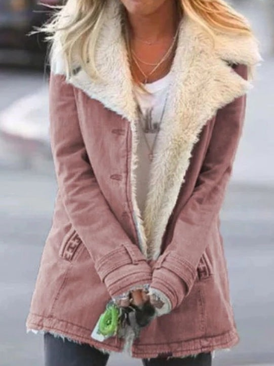 Elegante Damen Winterjacke für den Herbst in Tiefes Rosa