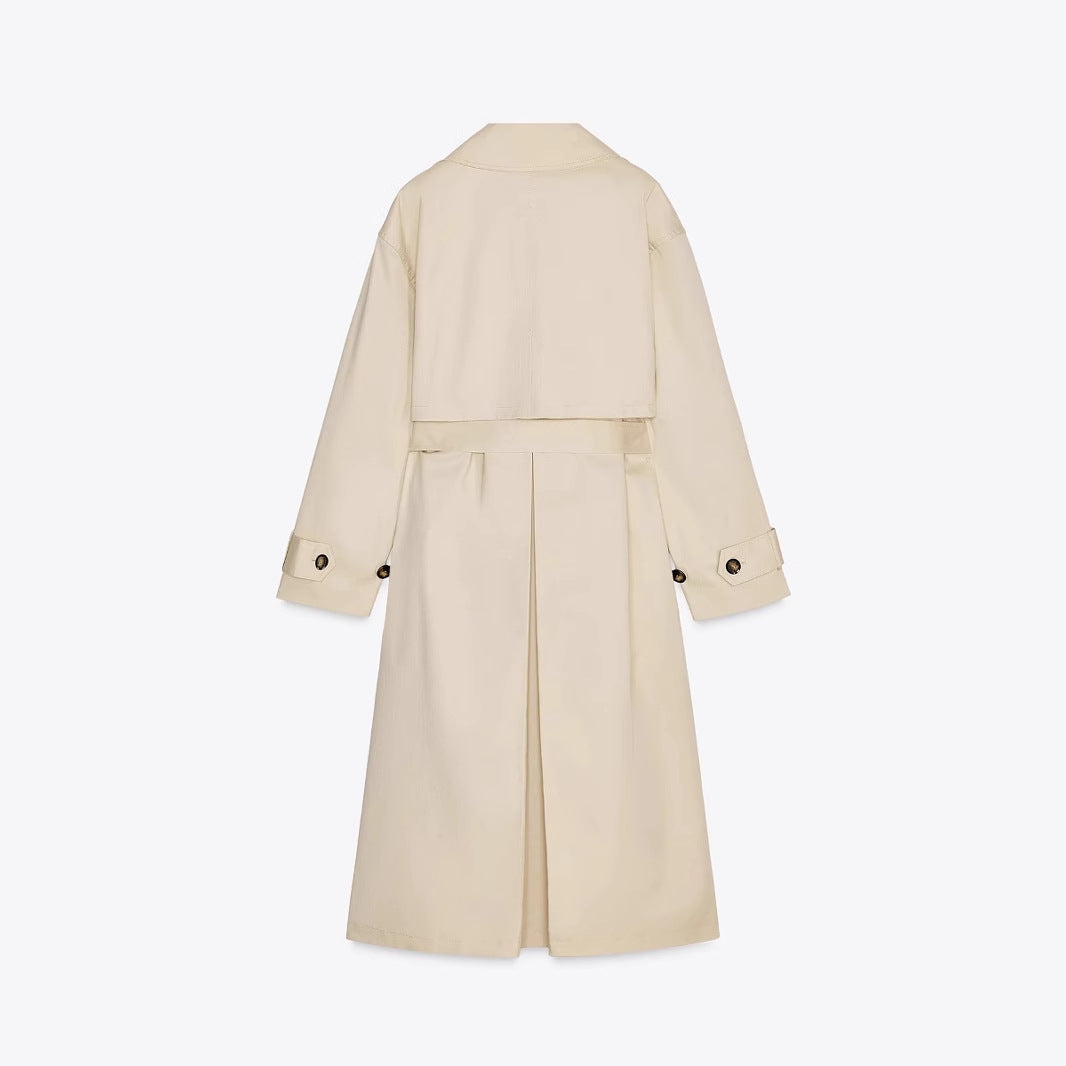 Elegante Damen Winterjacke im Trench-Stil für Büro in Creme