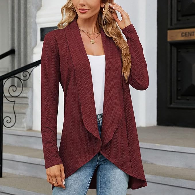 Elegante Drapierte Cardigan in Bordeaux