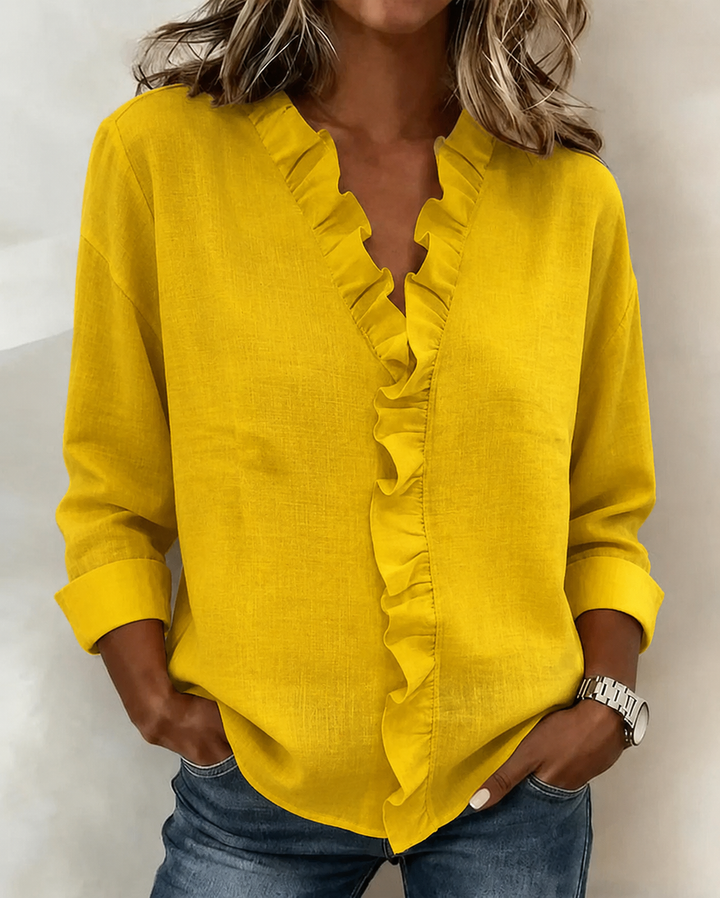Elegante Dreiviertel-Bluse in Gelb