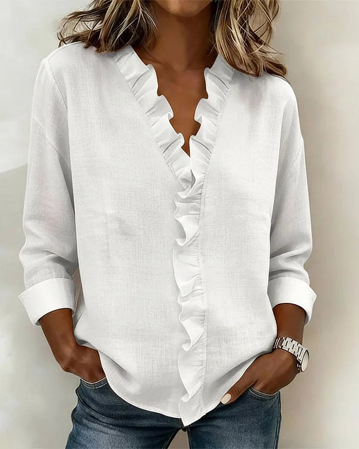 Elegante Dreiviertel-Bluse in Weiß