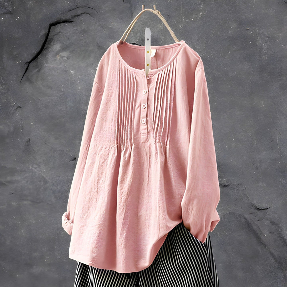 Elegante Falt-Bluse in Rosa