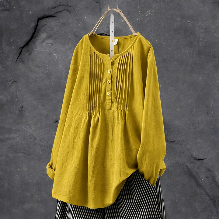 Elegante Falt-Bluse in Senf