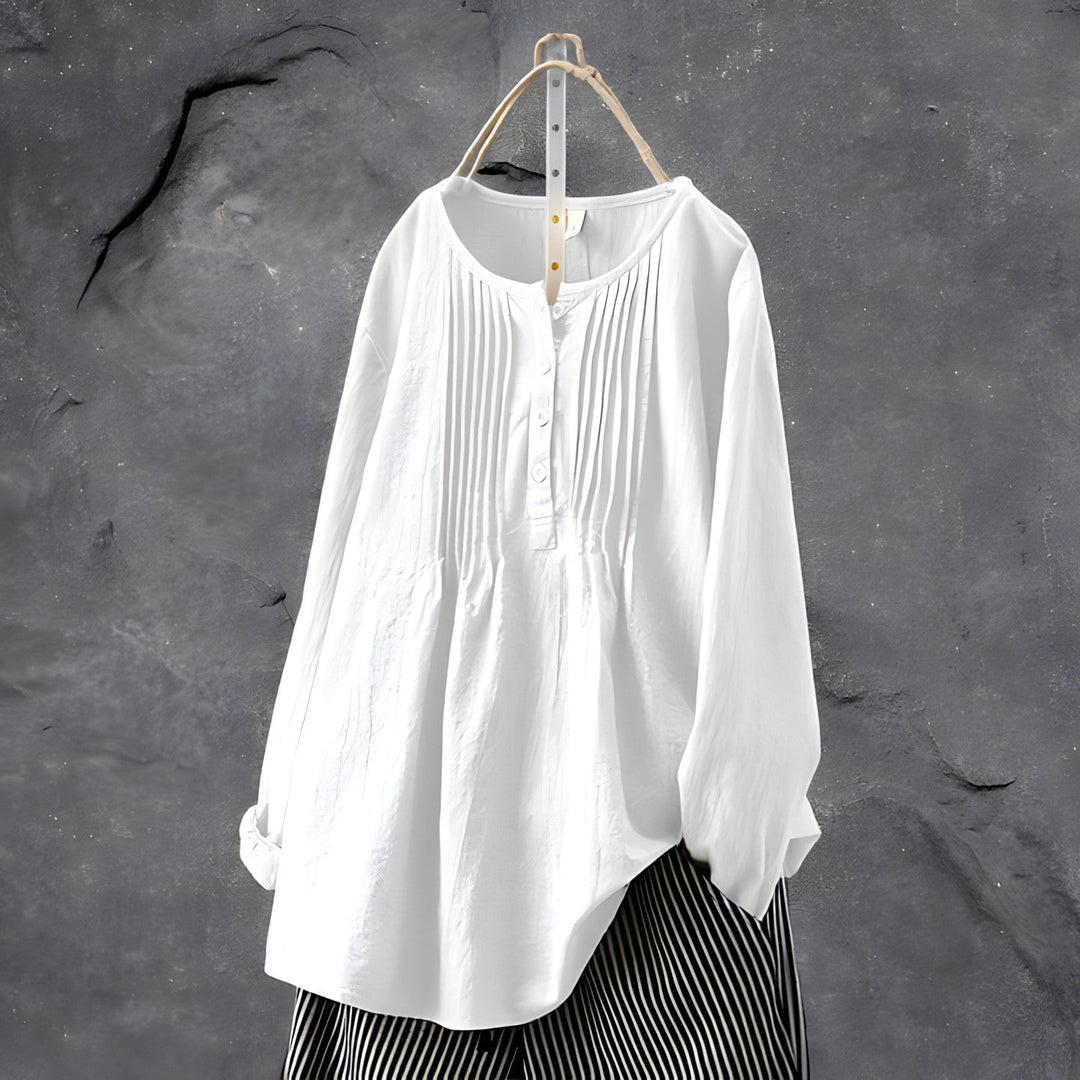 Elegante Falt-Bluse in Weiß