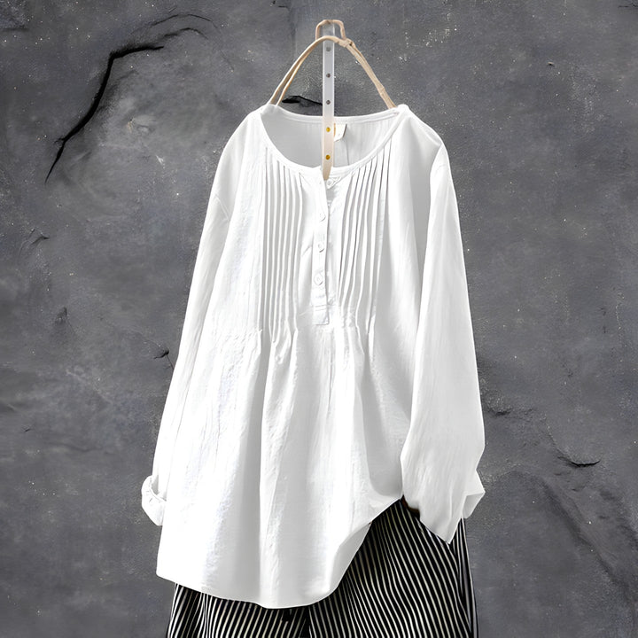 Elegante Falt-Bluse in Weiß