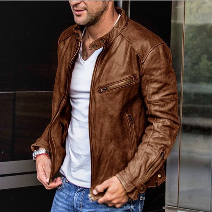 Elegante Fleecejacke für Herren im Herbst in Braun