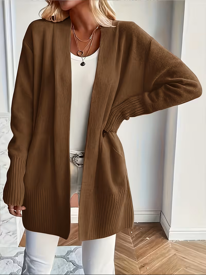 Elegante Fließende Cardigan in Coffee Brown