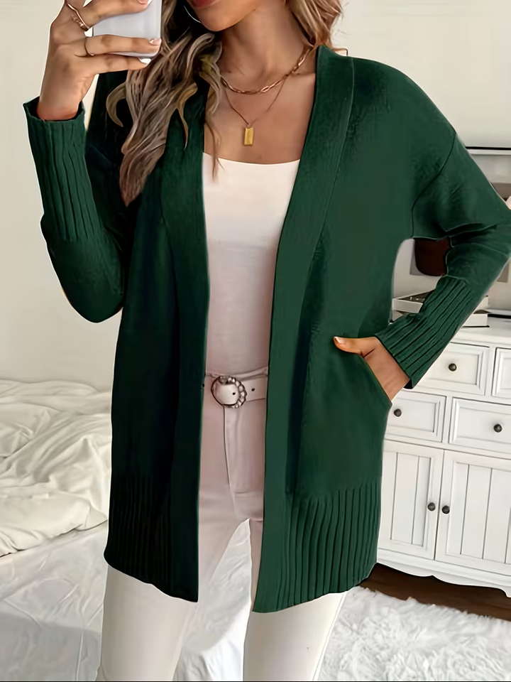 Elegante Fließende Cardigan in Dunkelgrün