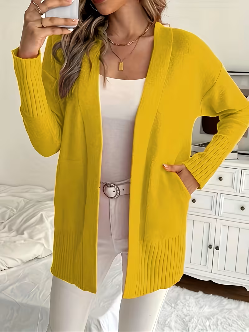 Elegante Fließende Cardigan in Gelb