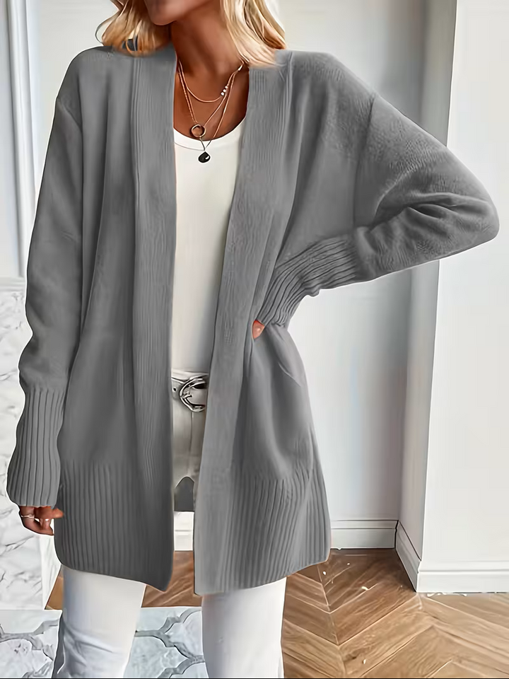 Elegante Fließende Cardigan in Grau