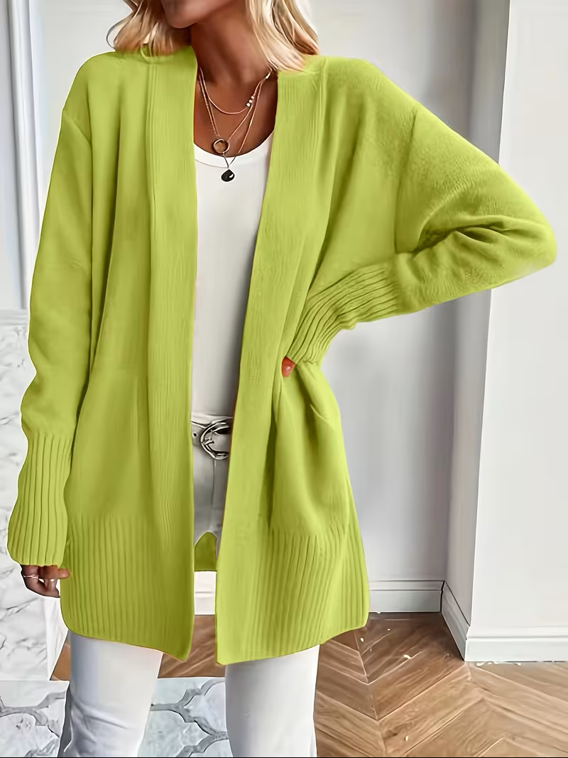 Elegante Fließende Cardigan in Greenish Yellow