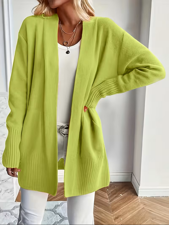 Elegante Fließende Cardigan in Greenish Yellow