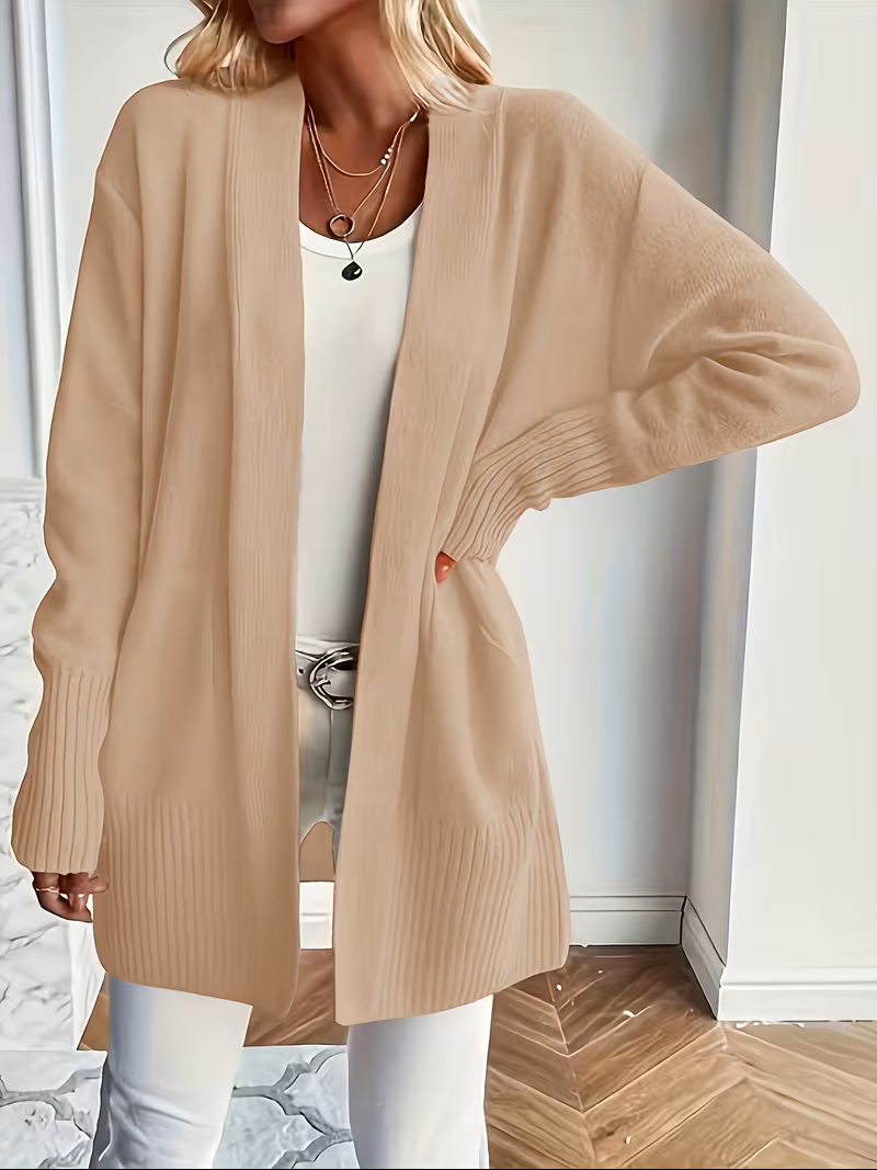 Elegante Fließende Cardigan in Khaki