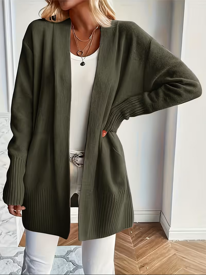 Elegante Fließende Cardigan in Olivgrün