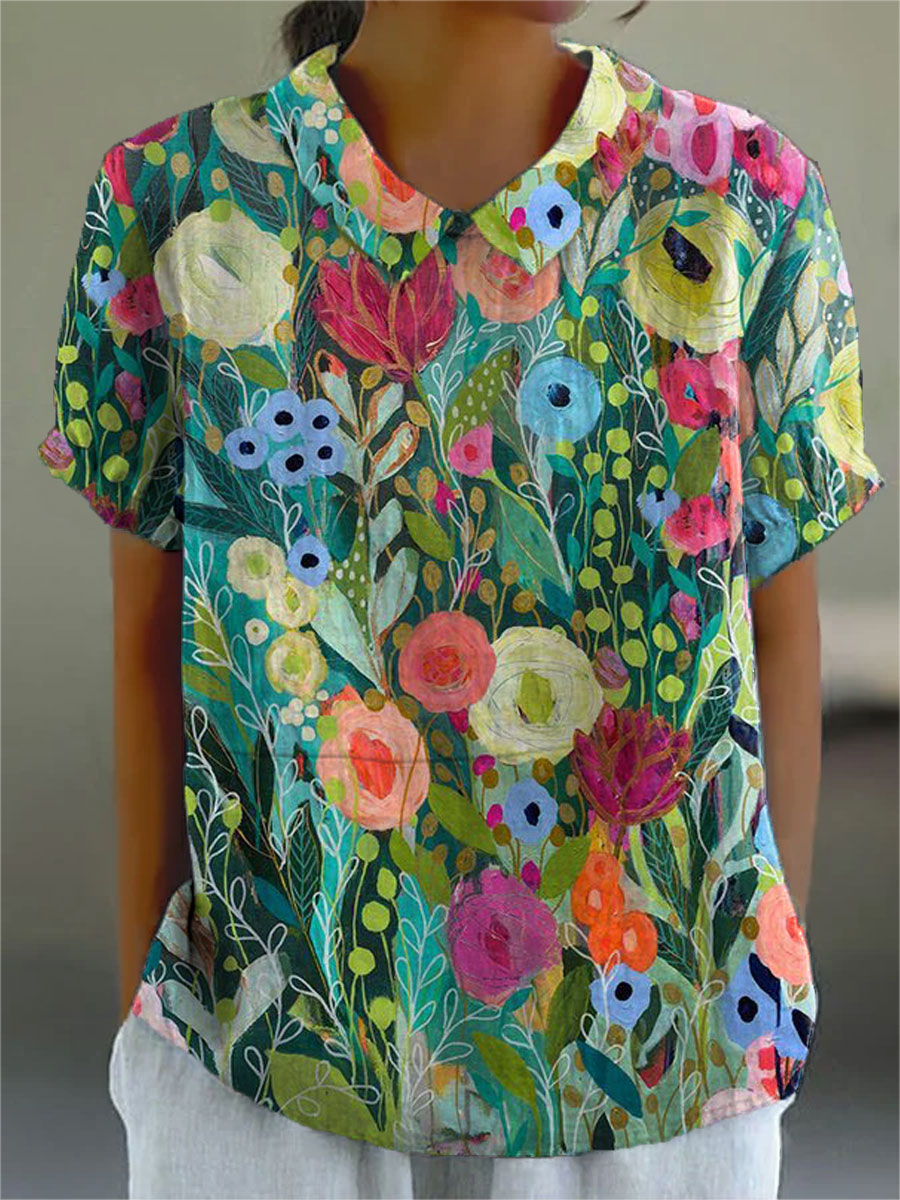 Elegante Florale Bluse für Alltag in Mehrfarbig