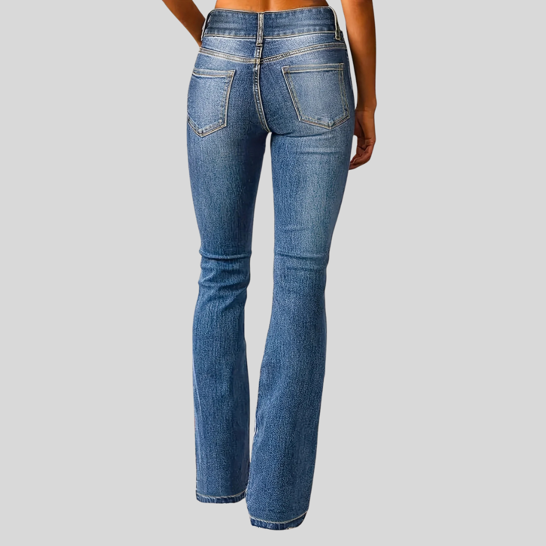 Elegante gewaschene Damenjeans mit hoher Taille (4)