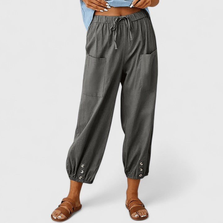 Elegante Kordelzug-Hose Linen pants in Dunkelgrau