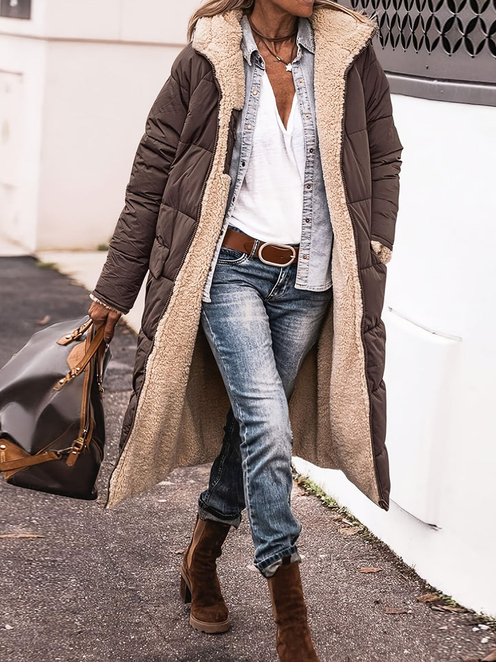 Elegante lange Damen Jacke für Herbst in Braun