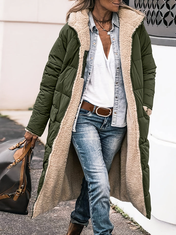 Elegante lange Damen Jacke für Herbst in Grün