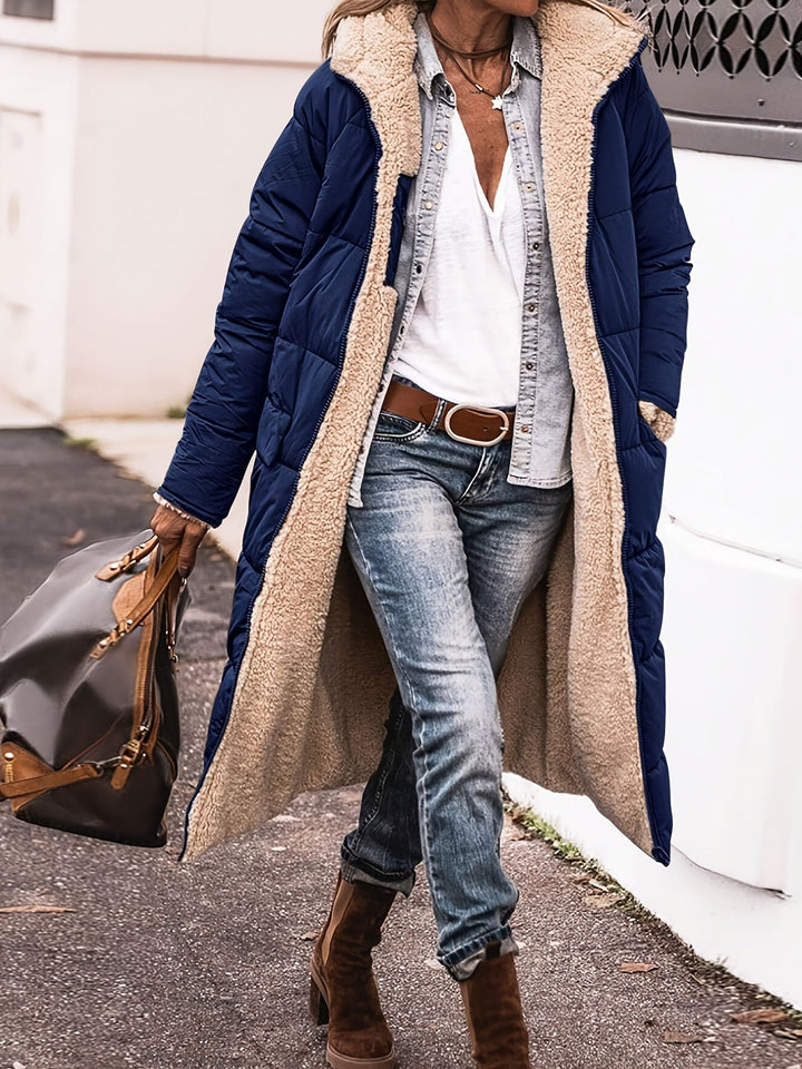 Elegante lange Damen Jacke für Herbst in Marineblau