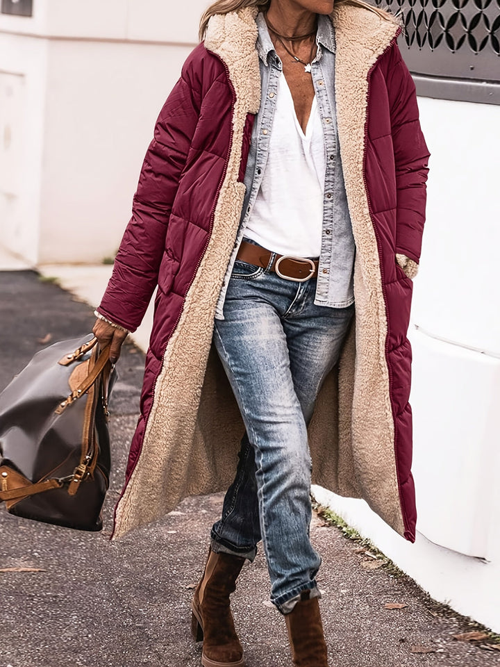 Elegante lange Damen Jacke für Herbst in Rot