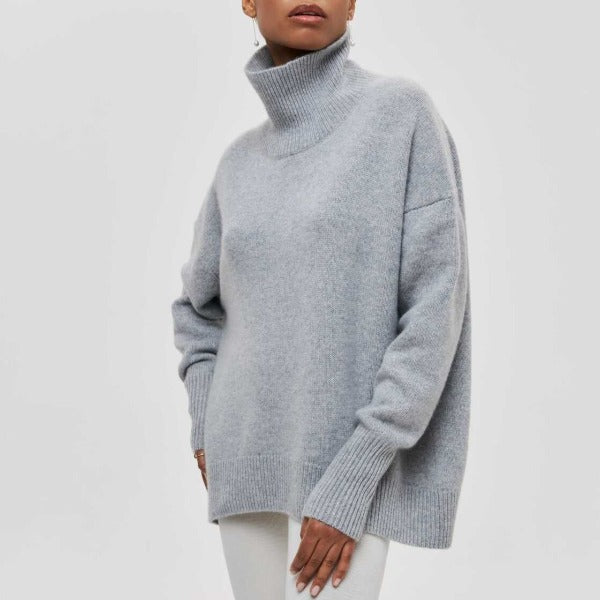 Elegante lange Damen Strickjacke für Herbst in Grau
