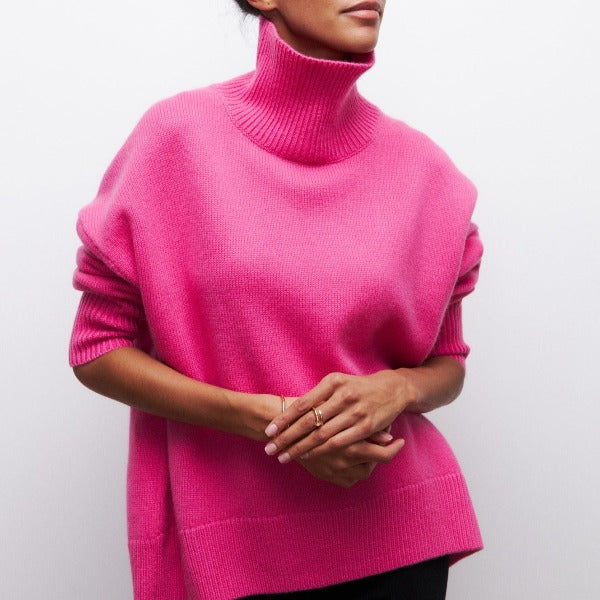 Elegante lange Damen Strickjacke für Herbst in Rosa (Fast Ausverkauft)