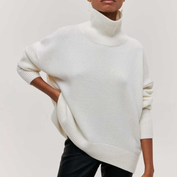 Elegante lange Damen Strickjacke für Herbst in Weiß