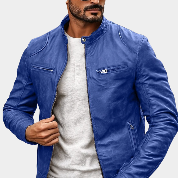 Elegante leichte atmungsaktive Herren-Winterjacke wetterfest in Blau