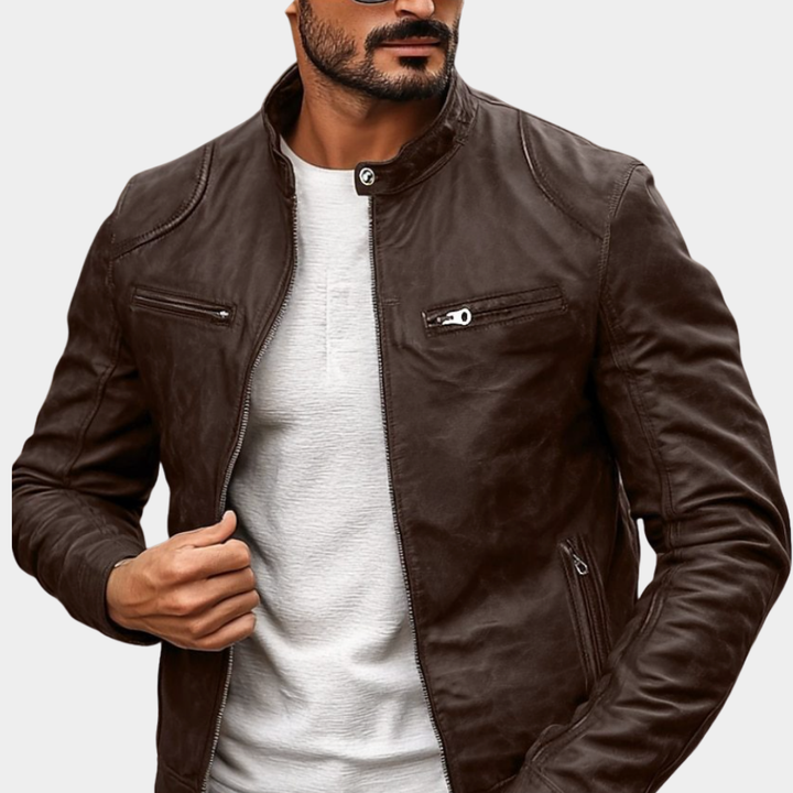 Elegante leichte atmungsaktive Herren-Winterjacke wetterfest in Braun