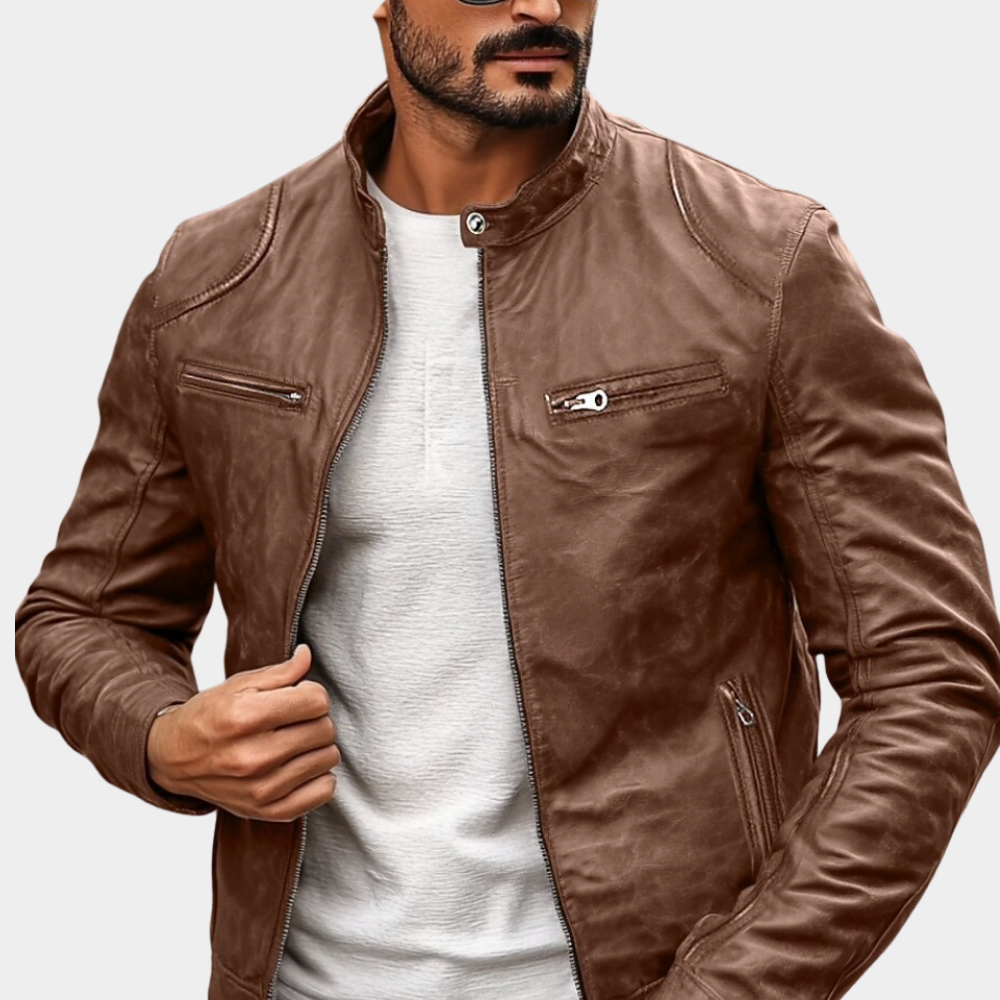 Elegante leichte atmungsaktive Herren-Winterjacke wetterfest in Khaki