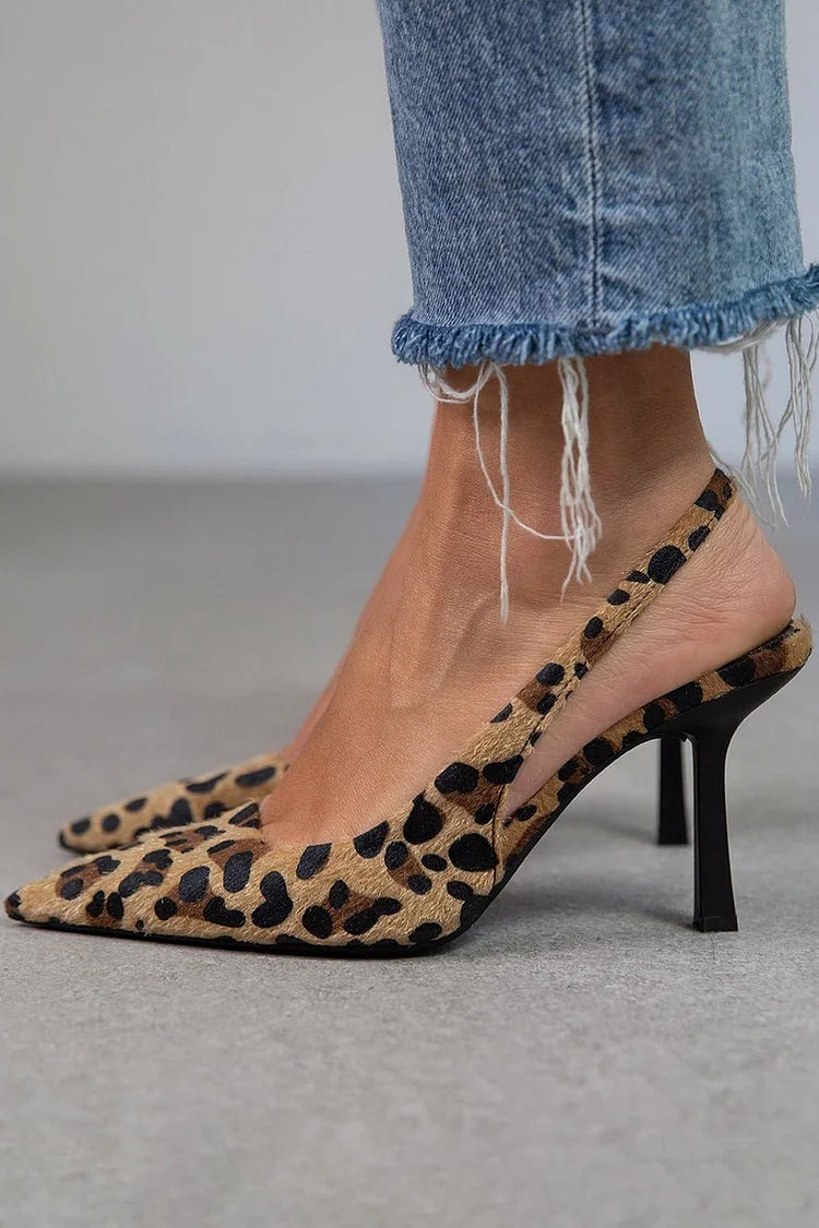 Elegante Leoparden-Stiletto-Schuhe in Khaki