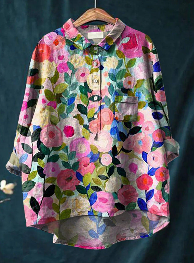 Elegante Romantik-Bluse in Drucken  1