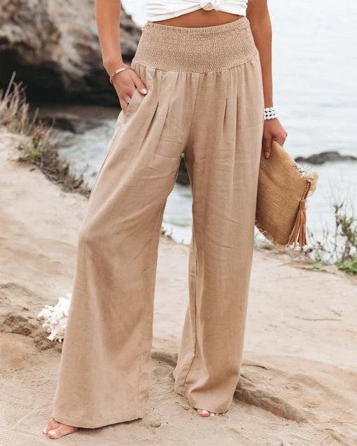 Elegante Sommerhosen im weiten Schnitt in Khaki