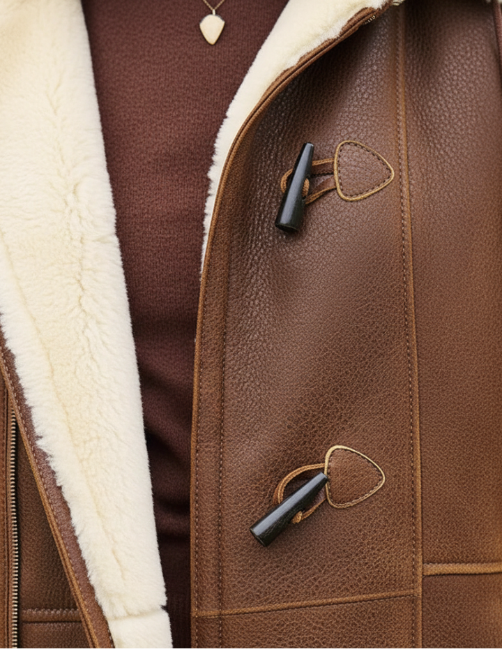 Elegante strukturierte Damen Winterjacke in Braun (3)