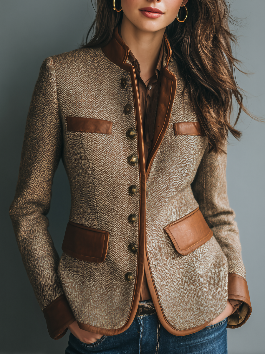 Elegante Vintage-Jacke mit zeitlosem Charme für Damen in Braun