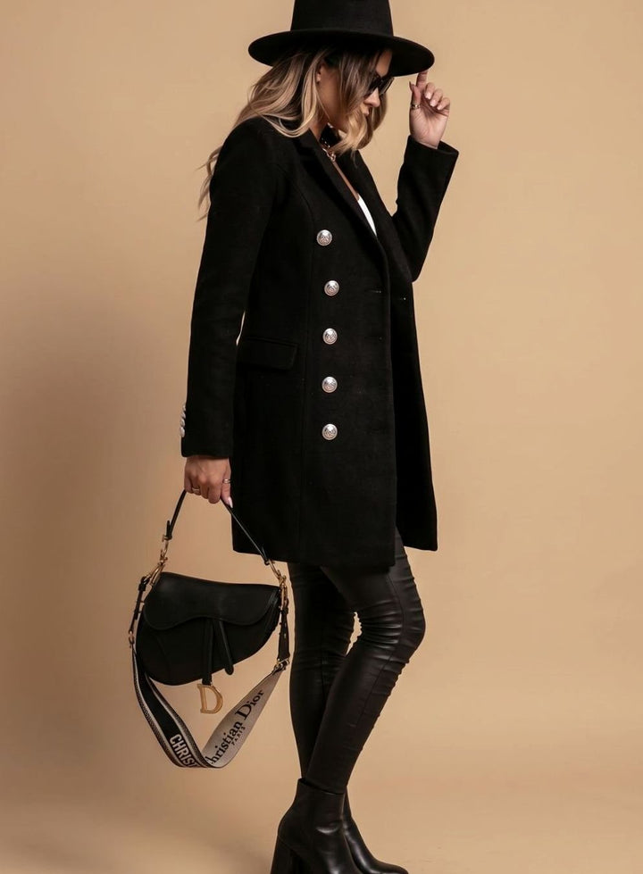 Elegante Winterjacke Damen Slim-Fit Langmantel in Schwarz 2