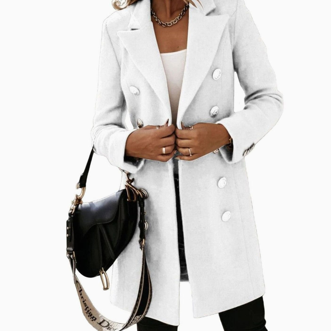 Elegante Winterjacke Damen Slim-Fit Langmantel in Weiß