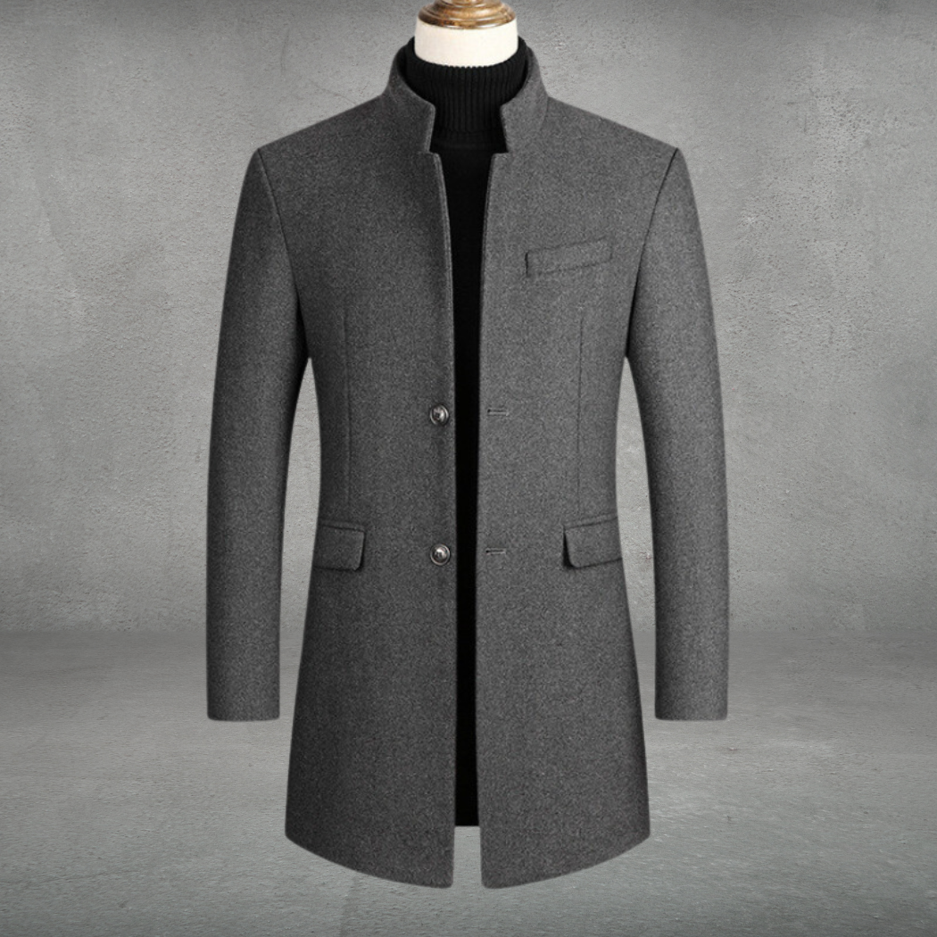 Eleganter Business-Mantel aus Wollmischung für Herren in Grau