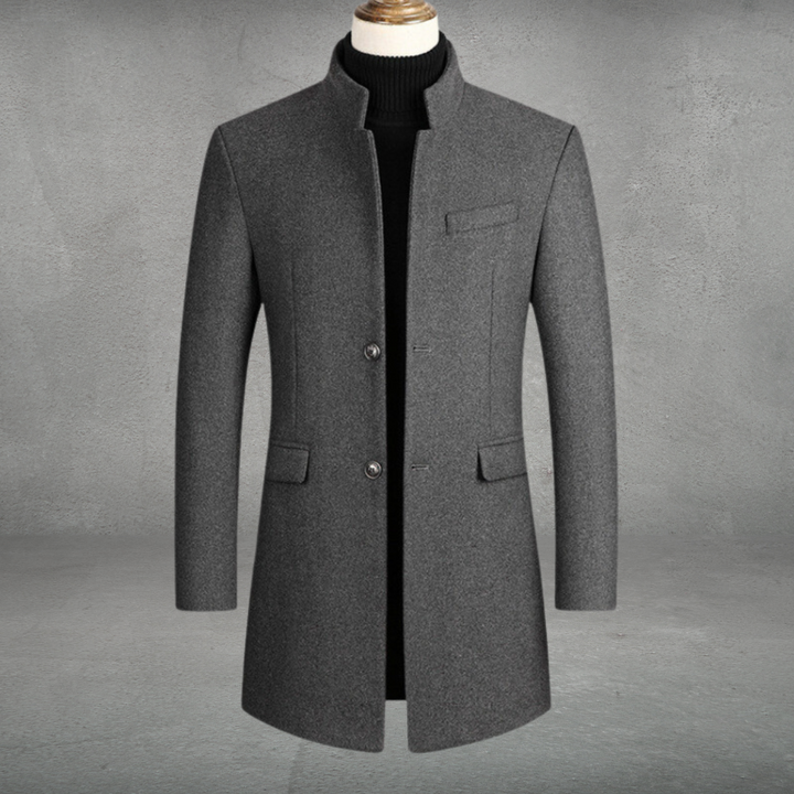 Eleganter Business-Mantel aus Wollmischung für Herren in Grau