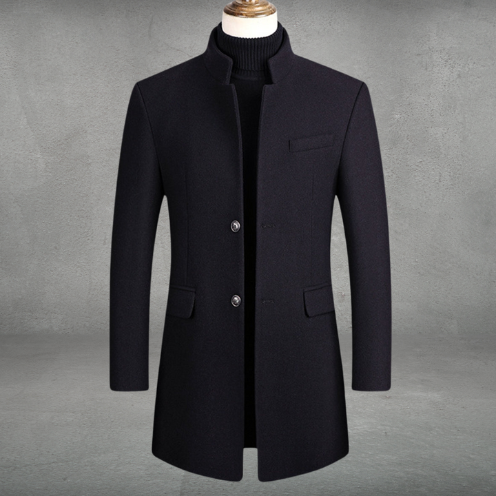 Eleganter Business-Mantel aus Wollmischung für Herren in Schwarz