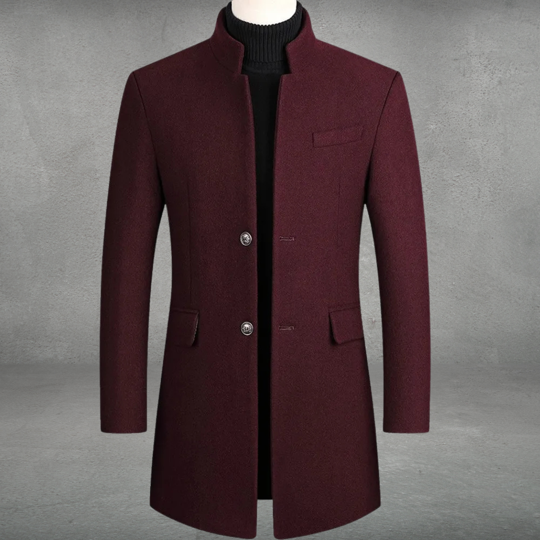 Eleganter Business-Mantel aus Wollmischung für Herren in Weinrot