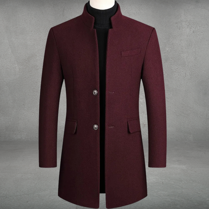 Eleganter Business-Mantel aus Wollmischung für Herren in Weinrot
