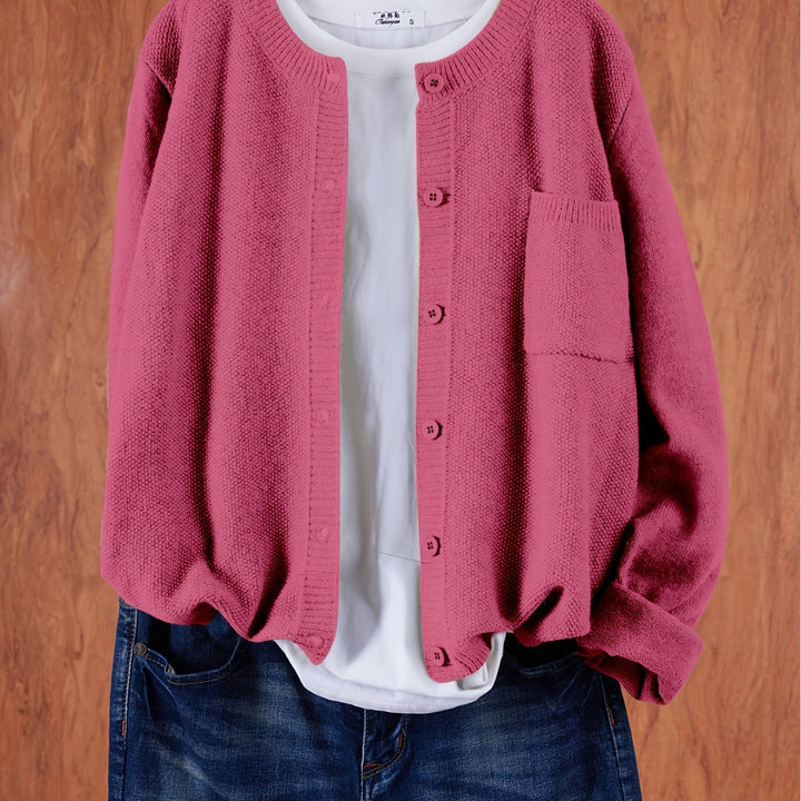 Eleganter Cardigan mit Knöpfen in Dunkelrosa